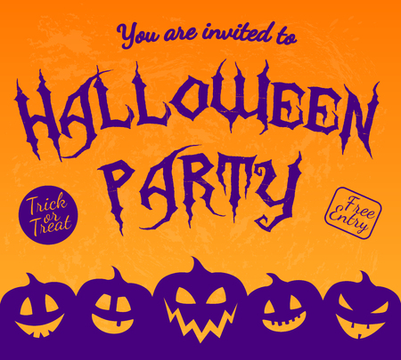 Invitation for Halloween Party with silhouette of pumpkins. Vector.のイラスト素材