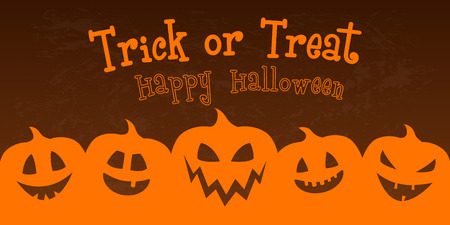 Happy Halloween - banner with silhouette of pumpkins. Vector.のイラスト素材