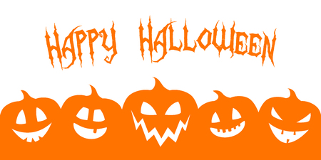 Happy Halloween - banner with silhouette of pumpkins. Vector.のイラスト素材