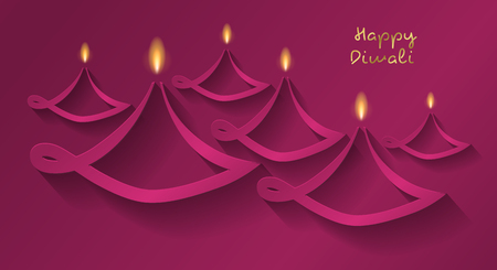 Diwali lamps - concept of card with wishes. Vector.のイラスト素材