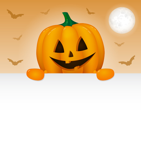 Halloween background with scary pumpkin lantern. Vector.のイラスト素材