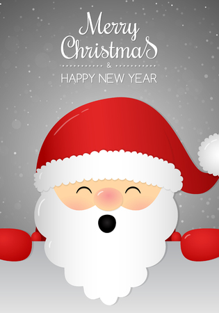 Christmas card with wishes and happy Santa Claus. Vector.のイラスト素材