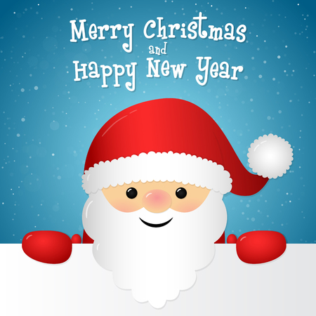 Christmas card with wishes and happy Santa Claus. Vector.のイラスト素材