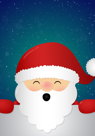 Singing Santa Claus on blue background. Vector.のイラスト素材