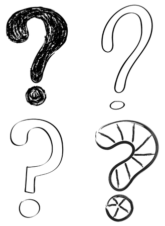 Set of hand drawn question marks isolated on white background. Vector.のイラスト素材