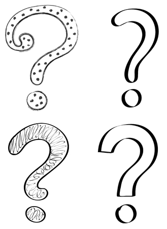 Set of different hand drawn question marks. Vector.のイラスト素材