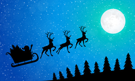 Christmas card with silhouette of Santa Claus. Vector.のイラスト素材