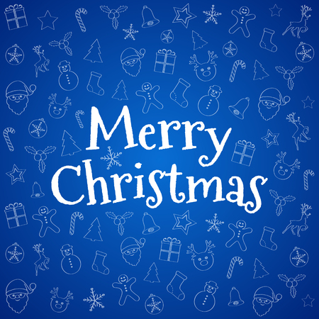 Funny Christmas decorations with wishes. Vector.のイラスト素材