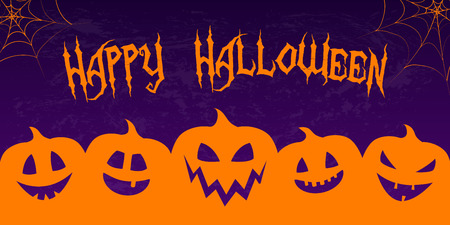 Hallowen - banner with funny lanterns. Vector.のイラスト素材
