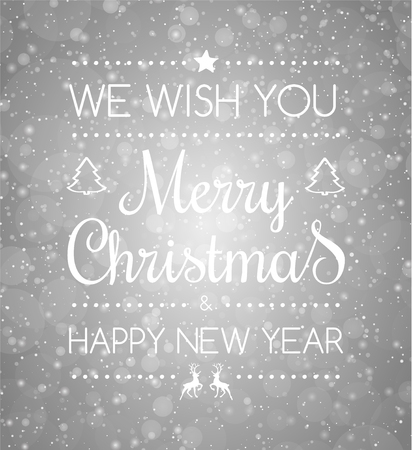 Beautiful Christmas wishes on shiny background with snowflakes - typography. Vector.のイラスト素材