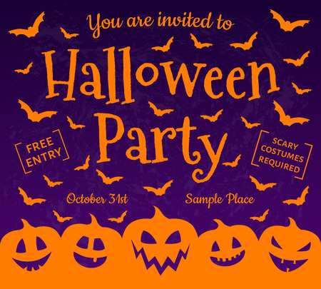 Poster with shadow of pumpkins - invitation for Halloween Party. Vector.のイラスト素材