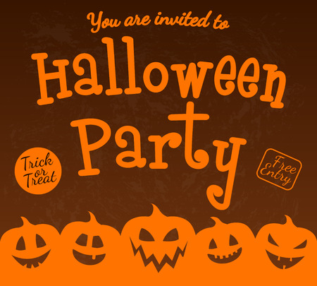 Poster with shadow of pumpkins - invitation for Halloween Party. Vector.のイラスト素材