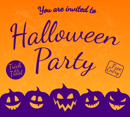 Poster with shadow of pumpkins - invitation for Halloween Party. Vector.のイラスト素材