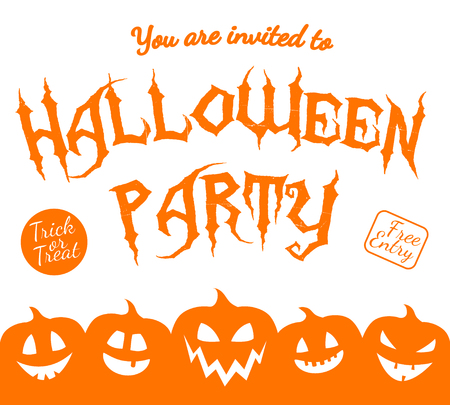 Poster with shadow of pumpkins - invitation for Halloween Party. Vector.のイラスト素材
