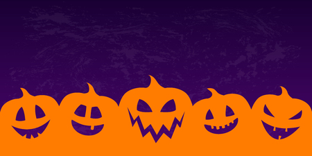 Halloween background with shadow of scary pumpkins - banner with copyspace. Vector.のイラスト素材