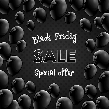 Black Friday Sale - poster with helium balloons. Vector.のイラスト素材