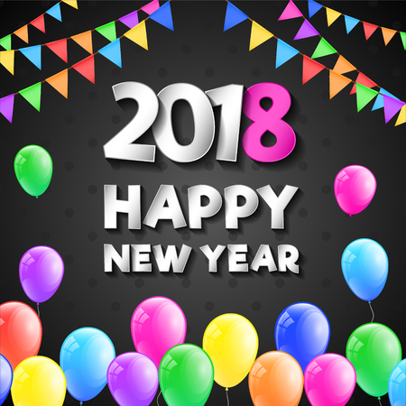 Happy New Year 2018 - poster with greeting. Vector.のイラスト素材