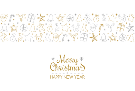 Beautiful hanging Christmas decorations with wishes - card. Vector.のイラスト素材