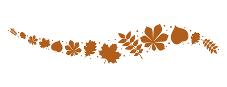 Banner with brown leaves - panoramic header. Vector.のイラスト素材