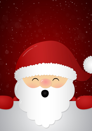 Singing Santa Claus on red background with copyspace. Vector.のイラスト素材