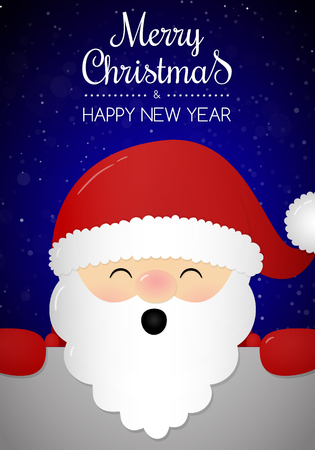 Santa Claus on blue background with snowflakes and wishes. Vectorのイラスト素材