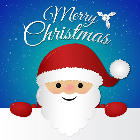 Santa Claus on blue background with snowflakes and wishes. Vectorのイラスト素材