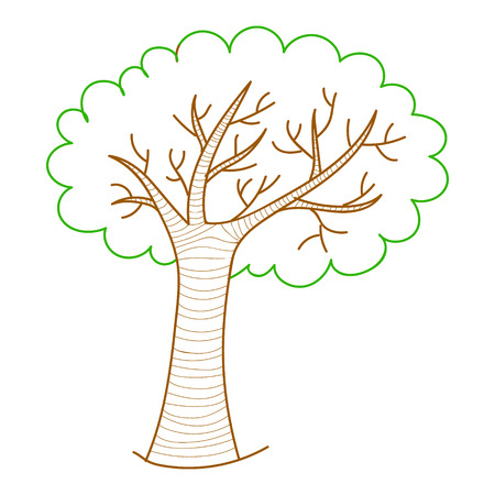 Cute hand drawn cartoon tree. Vector.のイラスト素材