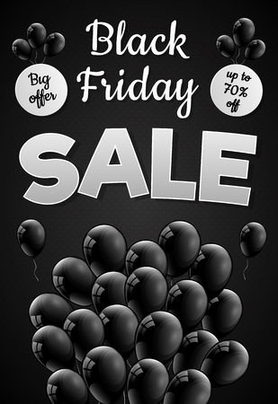 Black Friday Sale - poster with helium balloons. Vector.のイラスト素材