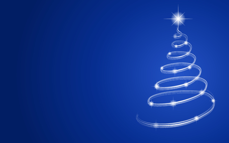 Magic Christmas tree on blue background with copyspace. Vector.のイラスト素材