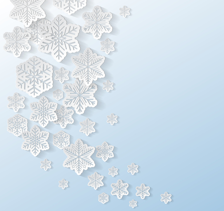 White paper snowflakes on blue background.Vector.のイラスト素材