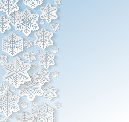White paper snowflakes on blue background.Vector.のイラスト素材