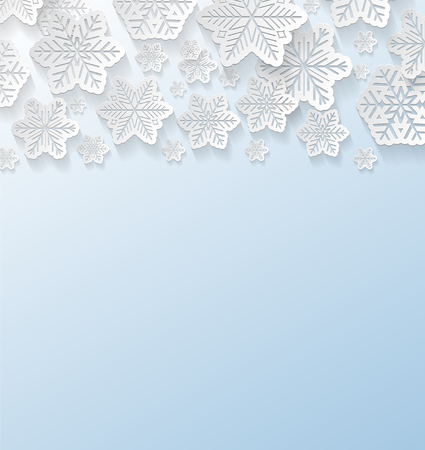 White paper snowflakes on blue background.Vector.のイラスト素材
