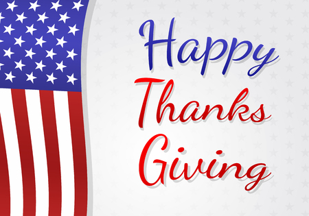 Happy Thanksgiving Day - poster with USA national flag. Vector.のイラスト素材