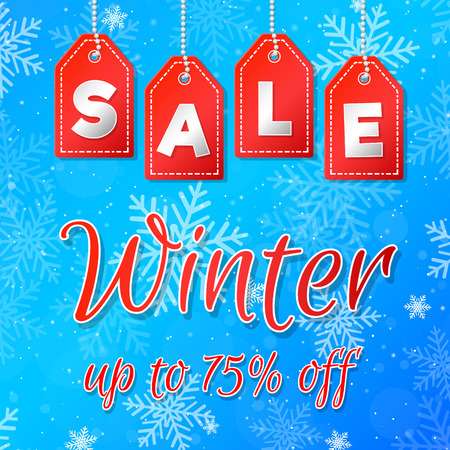 Poster with snowflakes for Winter Sale. Vector.のイラスト素材