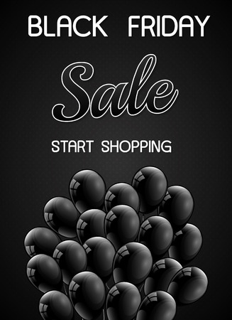 Concept of minimalistic banner with balloons for Black Friday. Vector.のイラスト素材