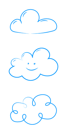 Cute hand drawn clouds - collection. Vector.のイラスト素材