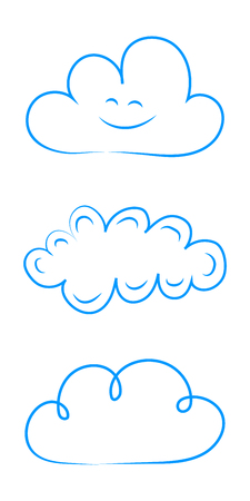 Cute hand drawn clouds - collection. Vector.のイラスト素材