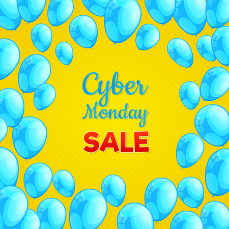 Concept of poster with balloons for Cyber Monday Sale. Vector.のイラスト素材