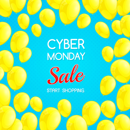 Concept of poster with balloons for Cyber Monday Sale. Vector.のイラスト素材