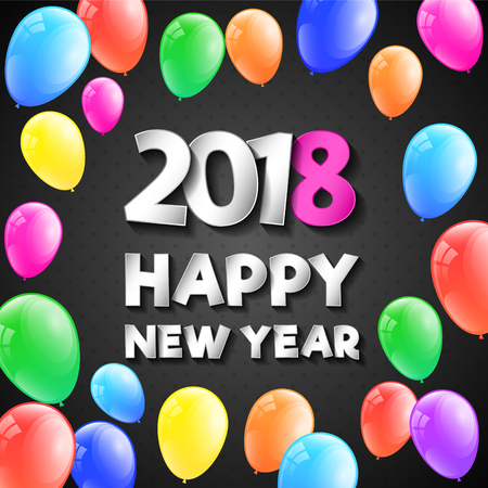 Shiny banner with greetings for Happy New Year 2018. Vector.のイラスト素材