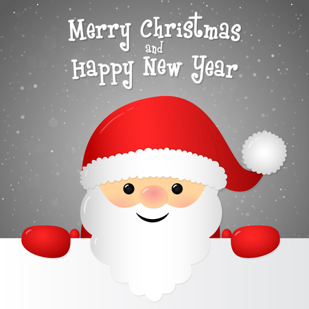 Concept of Christmas card with Santa Claus and greetings. Vector.のイラスト素材