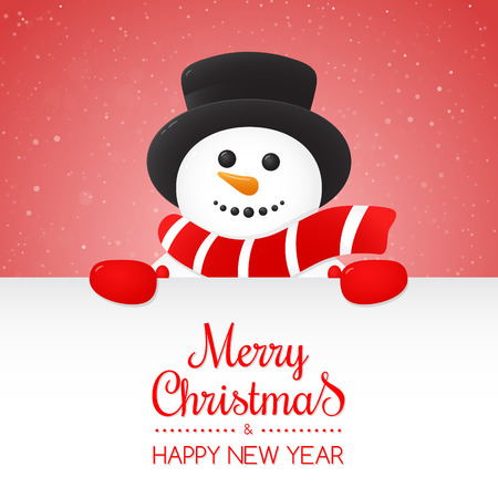 Christmas card with happy snowman and wishes. Vector.のイラスト素材