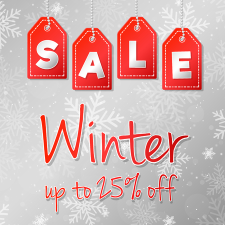 Poster with snowflakes for Winter Sale. Vector.のイラスト素材