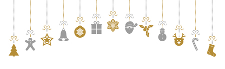 Panoramic header with Christmas decorations. Vector.のイラスト素材