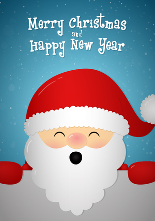 Christmas card with singing Santa Claus with greeting. Vector.のイラスト素材