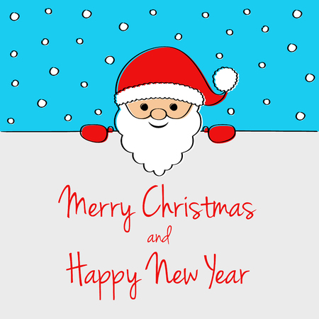 Santa Claus with greetings on blue background. Vector.のイラスト素材