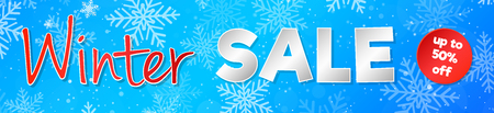 Winter Sale - shiny banner with snowflakes. Vector.のイラスト素材