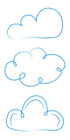 Collection of hand drawn cloud icons. Vector.のイラスト素材