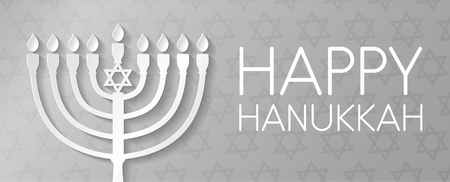 Happy Hanukkah - poster with menorah. Vector.のイラスト素材