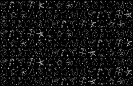Christmas background with hand drawn icons. Vector.のイラスト素材